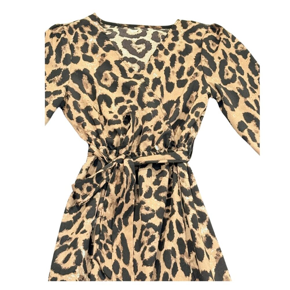 Ladies Small Leopard Maxi Dress w/ Slit - Picture 2 of 4